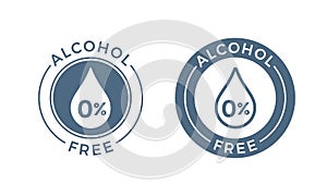 Alcohol free vector icon. Skin, body care cosmetic product medical alcohol free drop and percent symbol