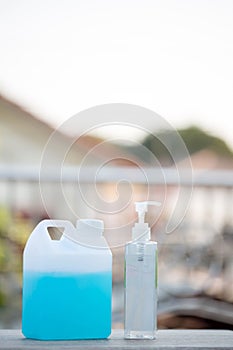 Alcohol gel bottle or hand sanitizer bottlAlcohol gel Sanitizer hand gel cleaners for anti Bacteria and virus . Coronavirus preve
