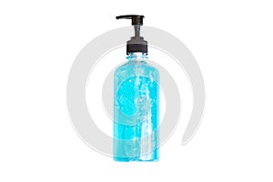 Alcohol gel liquid pump bottle sanitizer cleaners for anti virus and bacteria isolated on White Background, using washing hands pr
