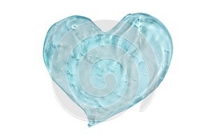 Alcohol Gel or liquid serum texture heart shape with micro bubble on white background beauty and love concept