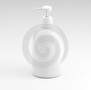 Alcohol gel or Soap bottle with pump mockup 3D illustration on white background. 3D rendering illustrations
