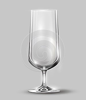 Alcohol glass. Transparent empty realistic mockup stemware for different drinks. Vector illustration