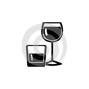 Alcohol in glasses icon. Night club icon. Element of place of entertainment icon. Premium quality graphic design. Signs, outline s