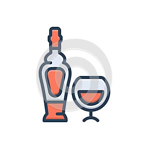 Color illustration icon for Alcohol, liqueur and glass photo