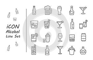 Alcohol-icon Set Line design gray color