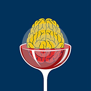 Alcohol impact the brain drowning in glass wine