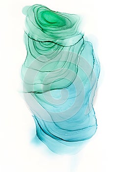 Alcohol ink abstract green and blue spot