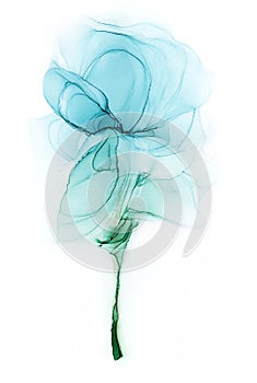 Alcohol ink elegant light blue flower