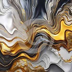 alcohol ink texture fluid abstract background, gold and silver tint art, design epic royal illustration wallpaper, generative AI