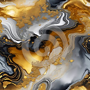 alcohol ink texture fluid abstract background gold and silver tint art for design trending illustration wallpaper, generative AI