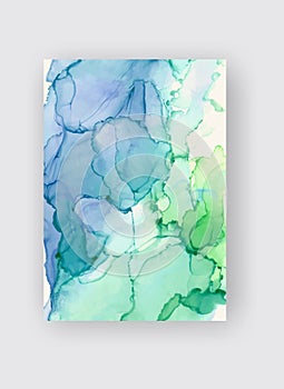 Alcohol ink vector texture banner. Fluid ink abstract background