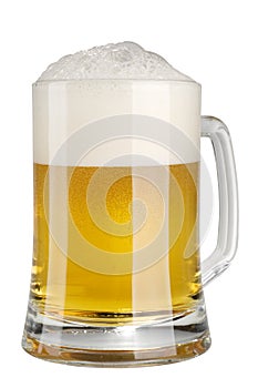 Alcohol light beer mug with froth photo