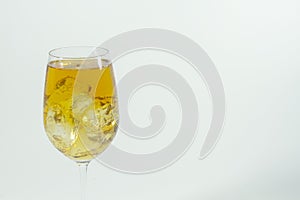 Alcohol Mix soda and ice. On a white background