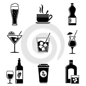 Beverages icons set