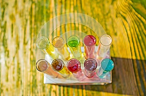 Alcohol spirits in test tubes