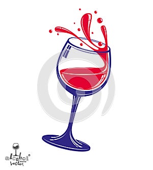 Alcohol theme vector art illustration. 3d realistic wine goblet