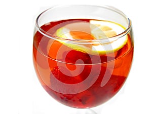 Alcohol wine cocktail punch with raspberry