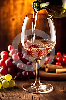 alcohol wine grape food beverage background drink bottle glass winery celebrate. Generative AI.