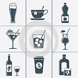 Alcohol and nonalcohol beverages icons
