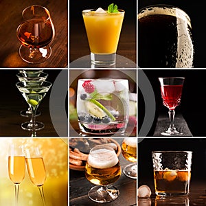 Alcoholic beverages (dark background)