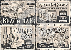 Alcoholic booze set posters monochrome
