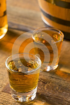 Alcoholic Brown Rum in a Shot Glass