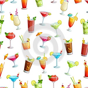 Alcoholic cocklails seamless pattern