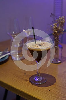 Alcoholic cocktail based on coffee and vodka photo