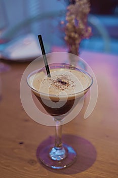 Alcoholic cocktail based on coffee and vodka photo