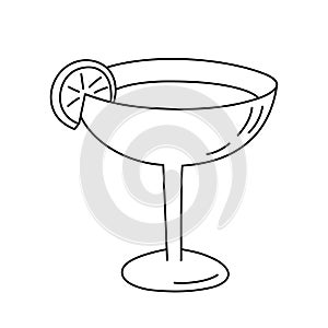 Alcoholic cocktail, long drink beverage for holiday celebrating. Use for decorating design festive menu. Hand-drawn doodle style.