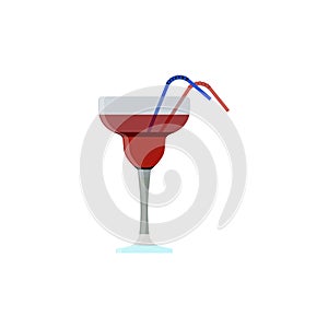 Alcoholic cocktails with drinking straw isolated on white background. Cocktail drink. Vector illustration