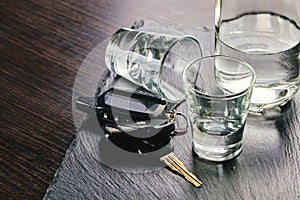 Alcoholic drink and car keys