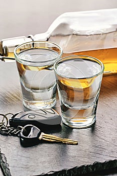 Alcoholic drink and car keys