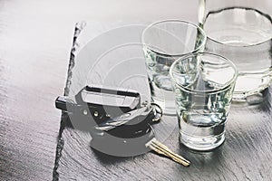 Alcoholic drink and car keys