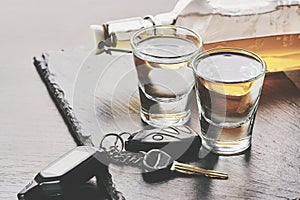 Alcoholic drink and car keys