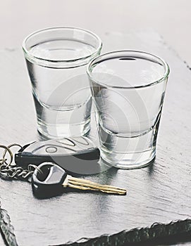 Alcoholic drink and car keys