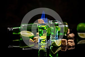 Alcoholic drink, creative stimulant and bohemian lifestyle concept theme with