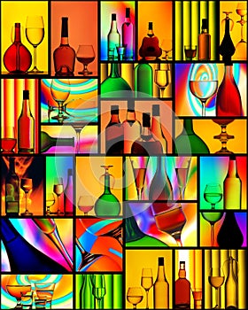 Alcoholic drinks wine glass collage