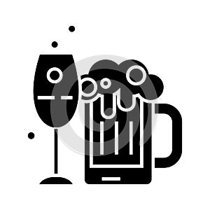 Alcoholic drinks icon, vector illustration, black sign on isolated background