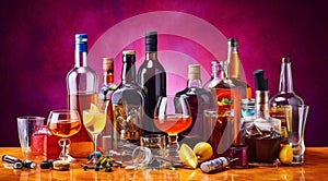 alcoholic drinks on the table, alcoholic drinks on abstract background