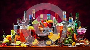 alcoholic drinks on the table, alcoholic drinks on abstract background