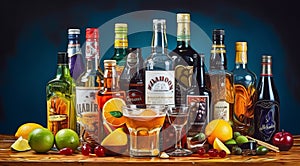 alcoholic drinks on the table, alcoholic drinks on abstract background