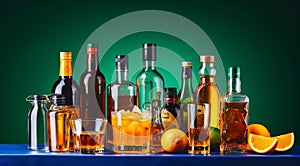 alcoholic drinks on the table, alcoholic drinks on abstract background