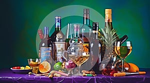 alcoholic drinks on the table, alcoholic drinks on abstract background