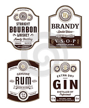 Alcoholic drinks vintage labels