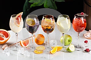 Alcoholic nonalcoholic cocktail drinks ice fruits berries photo