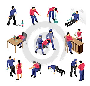 Alcoholism And Narcotics Isometric Set