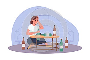 Alcoholism problem 2D vector isolated illustration