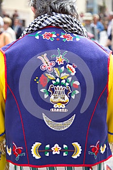 Alcoy, Spain - April 22, 2016: People dressed as Christian legion marching in annual Moros y Cristianos parade in Alcoy, Spain on