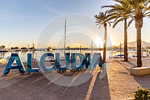 Alcudia sign in Puerto Alcudia